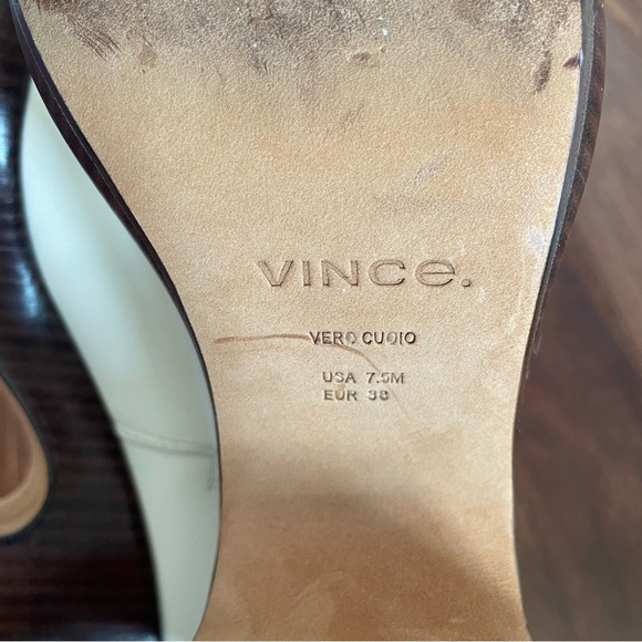 Vince Nicco Leather Boot White Wood Patform Heel Clog Zipper Womens 7.5 - Picture 11 of 11